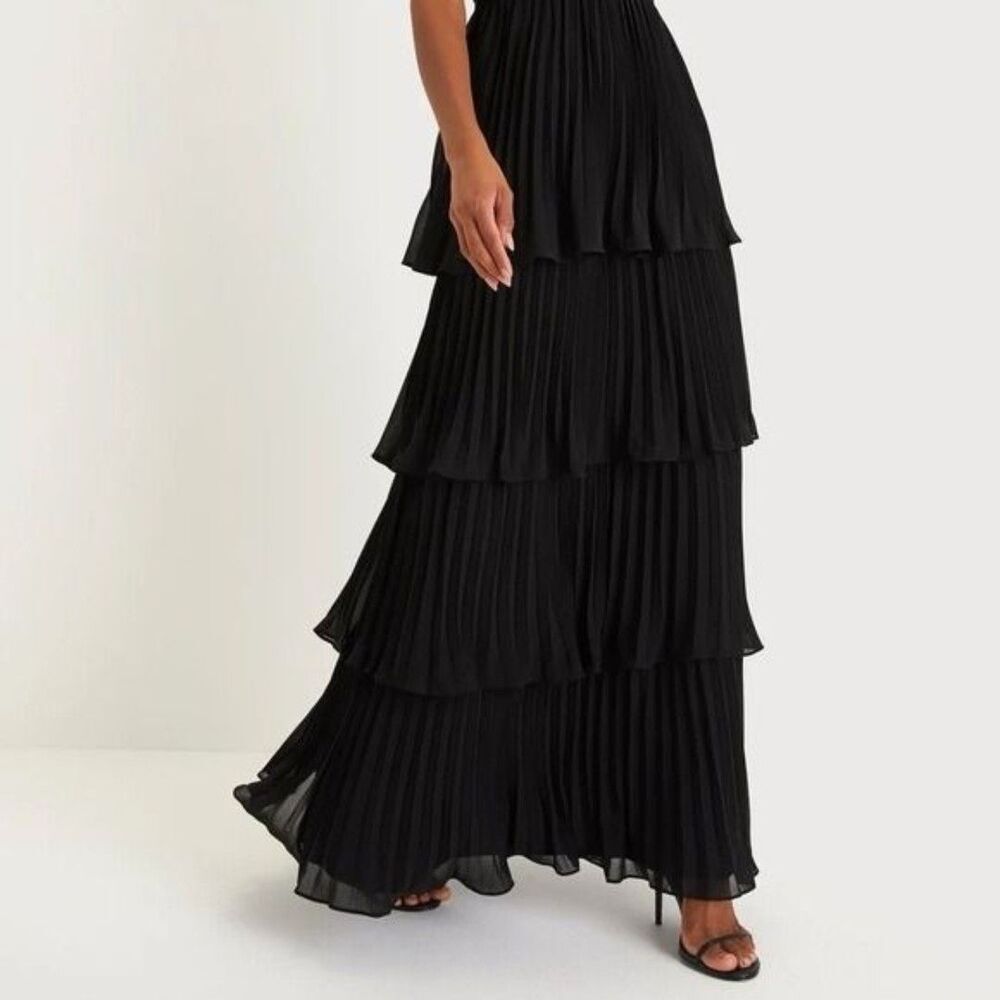 Lulus Seriously Sensational Black Strapless Tiered Maxi Dress Size Medium NEW - Picture 11 of 12